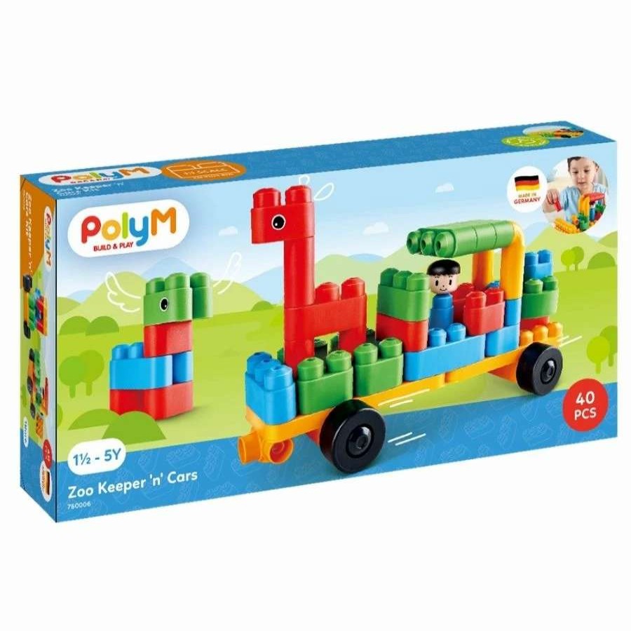 Health Intelligence For Kids Active Toys Kidzinc * | Cheap Polym Zoo Keeper N Cars Set Building Blocks