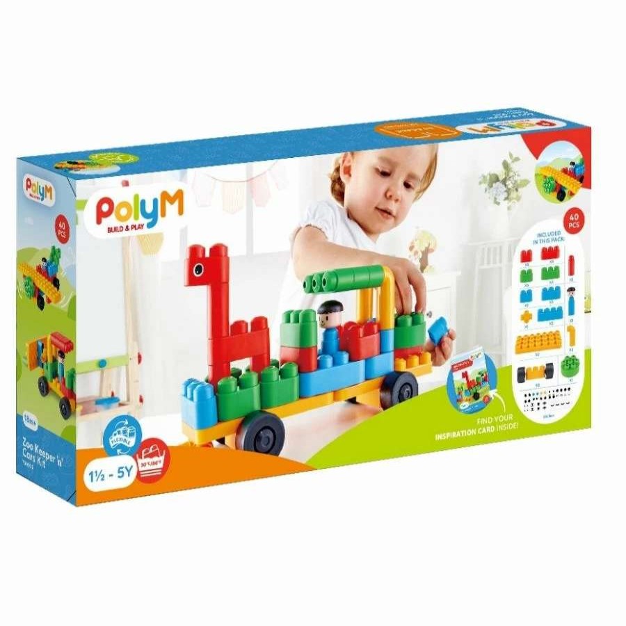 Health Intelligence For Kids Active Toys Kidzinc * | Cheap Polym Zoo Keeper N Cars Set Building Blocks