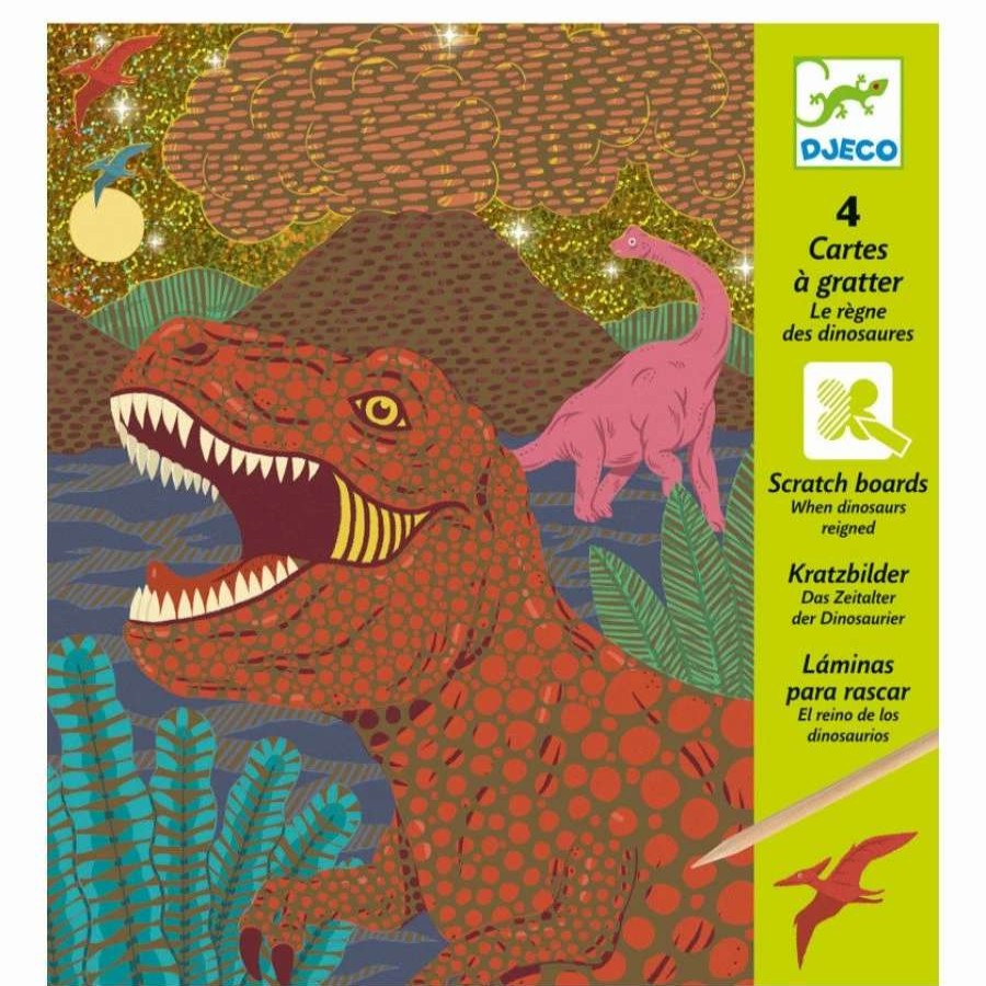 Health Intelligence For Kids Active Toys Kidzinc * | Promo Djeco When Dinosaurs Reigned Scratch Cards Scratch Art