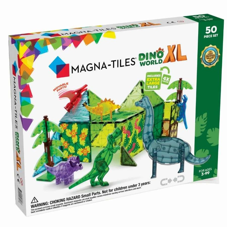 Health Intelligence For Kids Active Toys Kidzinc * | Best Pirce Magna Tiles Magna-Tiles Dino World Xl 50 Piece Set Magnetic Tiles