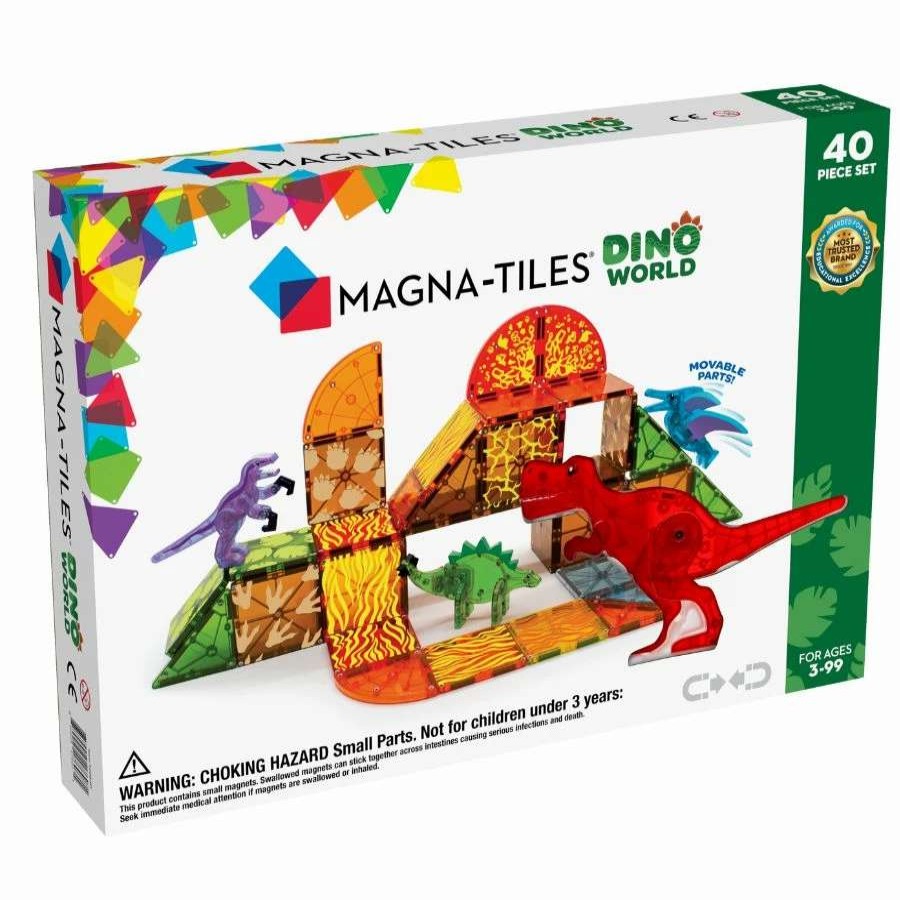 Health Intelligence For Kids Active Toys Kidzinc * | Wholesale Magna Tiles Magna-Tiles Dino World 40 Piece Set Magnetic Tiles