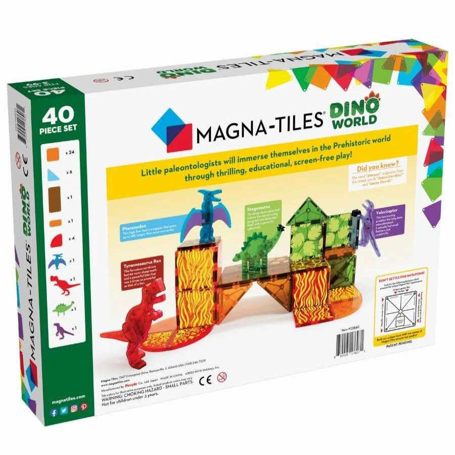 Health Intelligence For Kids Active Toys Kidzinc * | Wholesale Magna Tiles Magna-Tiles Dino World 40 Piece Set Magnetic Tiles