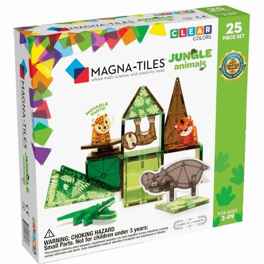 Health Intelligence For Kids Active Toys Kidzinc * | Promo Magna Tiles Magna-Tiles: Jungle Animals 25 Piece Set Magnetic Tiles