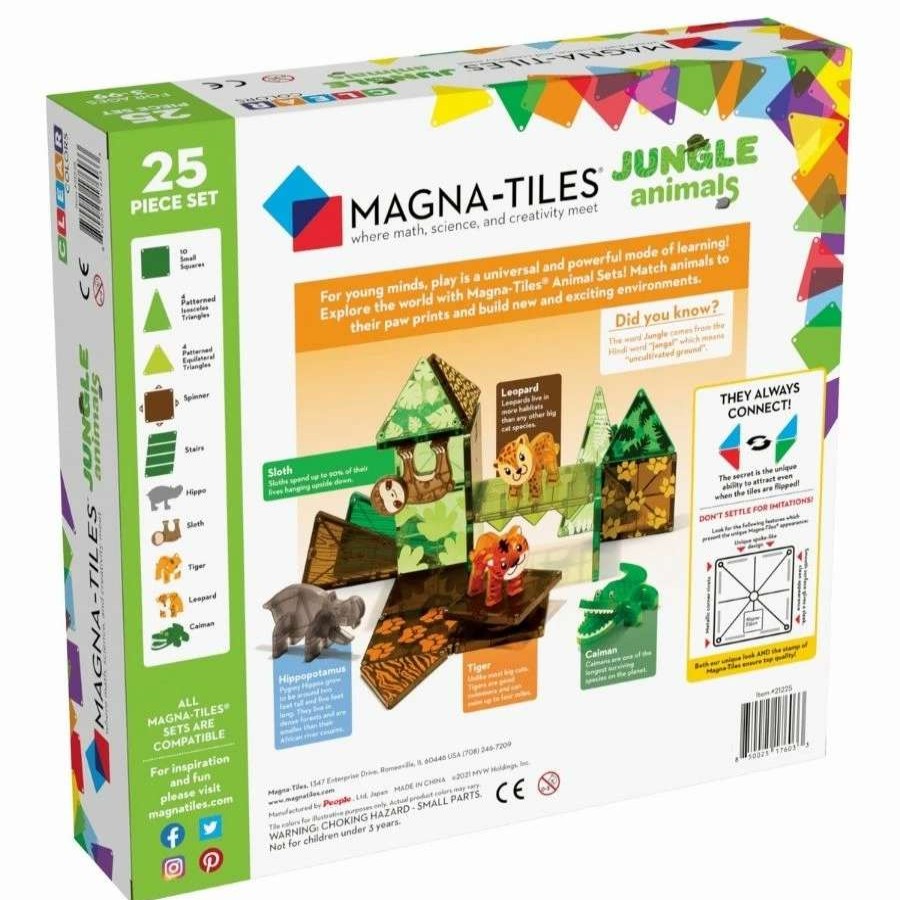 Health Intelligence For Kids Active Toys Kidzinc * | Promo Magna Tiles Magna-Tiles: Jungle Animals 25 Piece Set Magnetic Tiles