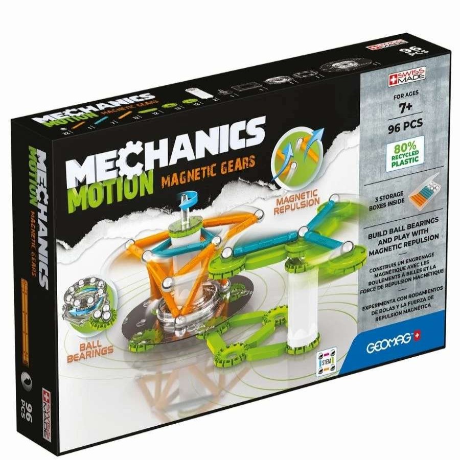 Health Intelligence For Kids Active Toys Kidzinc * | Wholesale Geomag Mechanics Magnetic Motion Recycle: Magnetic Gears Recycled Plastic 96 Pieces