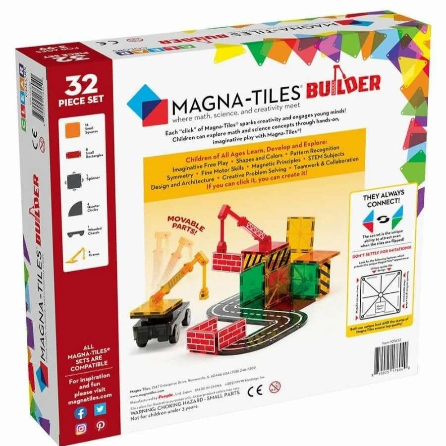 Health Intelligence For Kids Active Toys Kidzinc * | Budget Magna Tiles Magna-Tiles: Builder Clear Colours 32 Pieces Magnetic Tiles