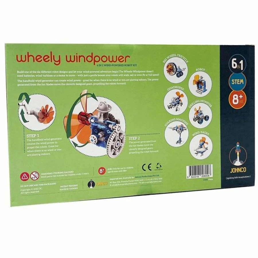 Health Intelligence For Kids Active Toys Kidzinc * | Best Reviews Of Johnco Productions Johnco Wheely Windpower 6 In 1 Wind Powered Robot