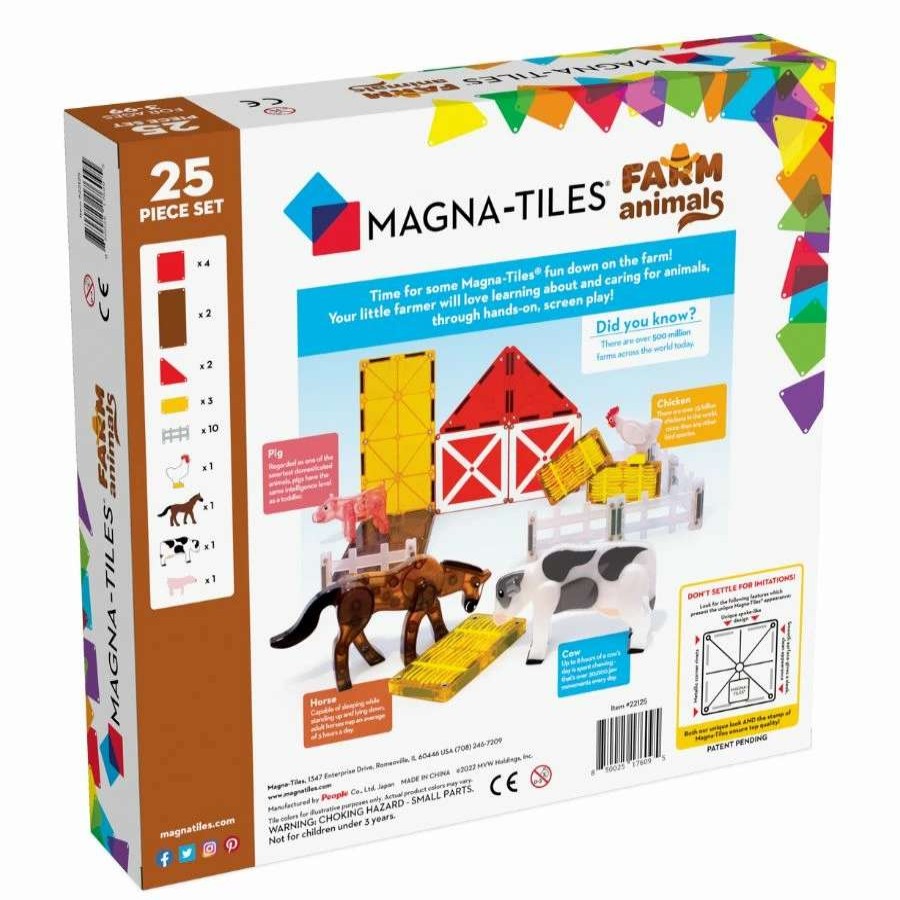 Health Intelligence For Kids Active Toys Kidzinc * | Cheapest Magna Tiles Magna-Tiles Farm Animals 25-Piece Set Magnetic Tiles