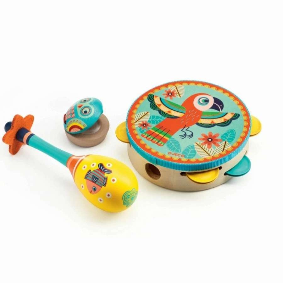 Health Intelligence For Kids Active Toys Kidzinc * | Brand New Djeco Animambo Wooden Set Of 3 Music Instruments