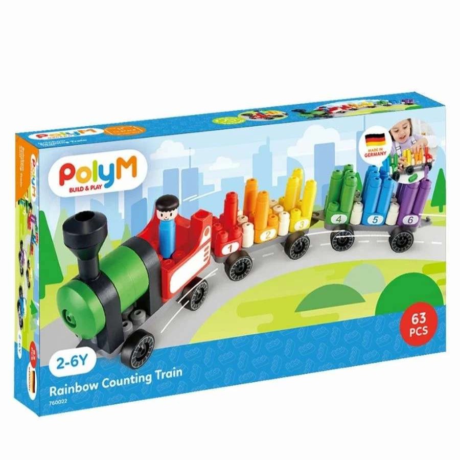 Health Intelligence For Kids Active Toys Kidzinc * | Cheap Poly M Polym Build And Play: Rainbow Counting Train Kit