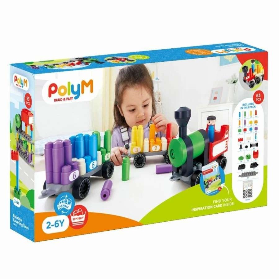 Health Intelligence For Kids Active Toys Kidzinc * | Cheap Poly M Polym Build And Play: Rainbow Counting Train Kit